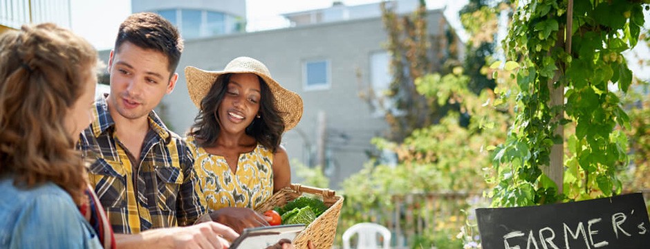 Young couple at farmers' market