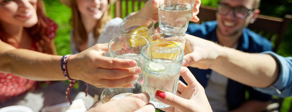 Friends drinking water
